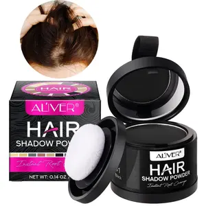 Aliver Hairline Powder, 4g, /dark, Waterproof, Portable, Includes Mirror & Sponge, for Hair, Brows, Cheeks, Darker Shade Recommended