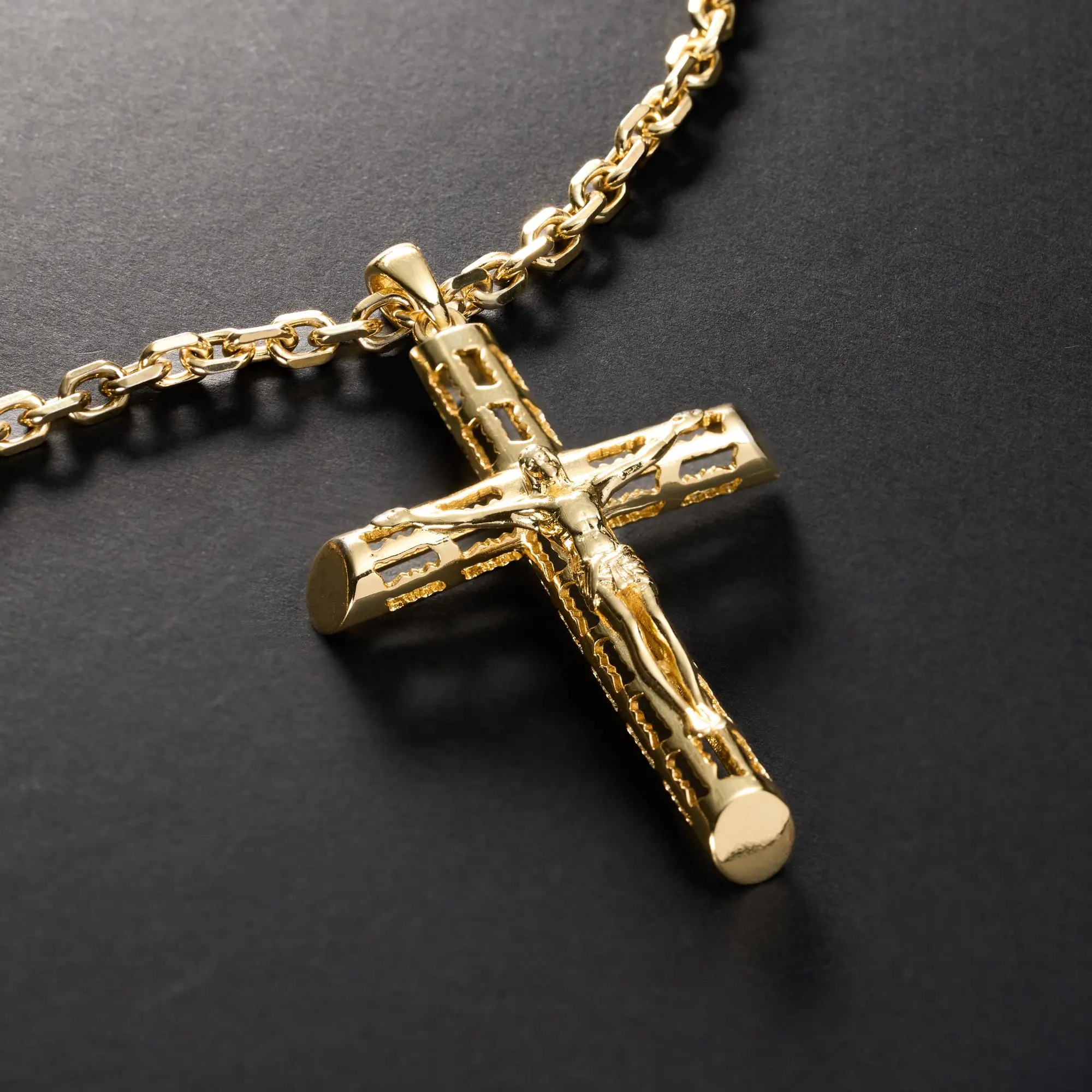 Gold Jesus Crucifix Cross Necklace for Men & Women, Symbol of Faith, Hope & Protection, Religious Jewelry for Daily Wear, Christmas, Easter & Birthday Gift