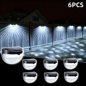 6/12pcs Solar Fence Lights Solar Deck Lights Solar Wall Lights, IP44, Rechargeable Solar Cells, Suitable For Front Porch, Security Lights Wall Mounting, Patio, Fence Garage, Decoration, Wall Light Bars, Searchlight.