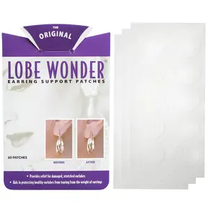 The ORIGINAL Ear Lobe Support Patch for Pierced Ears - Eliminates the Look of Torn or Stretched Piercings - Protects Healthy Ear Lobes from Tearing - 60 Patches - Clear & Latex-Free