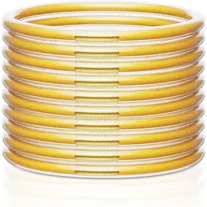 Glitter Jelly Bracelets, Soft  Glitter Filled Jelly Bangles Bracelets Women- Sparkling Fashion Bangles for Women