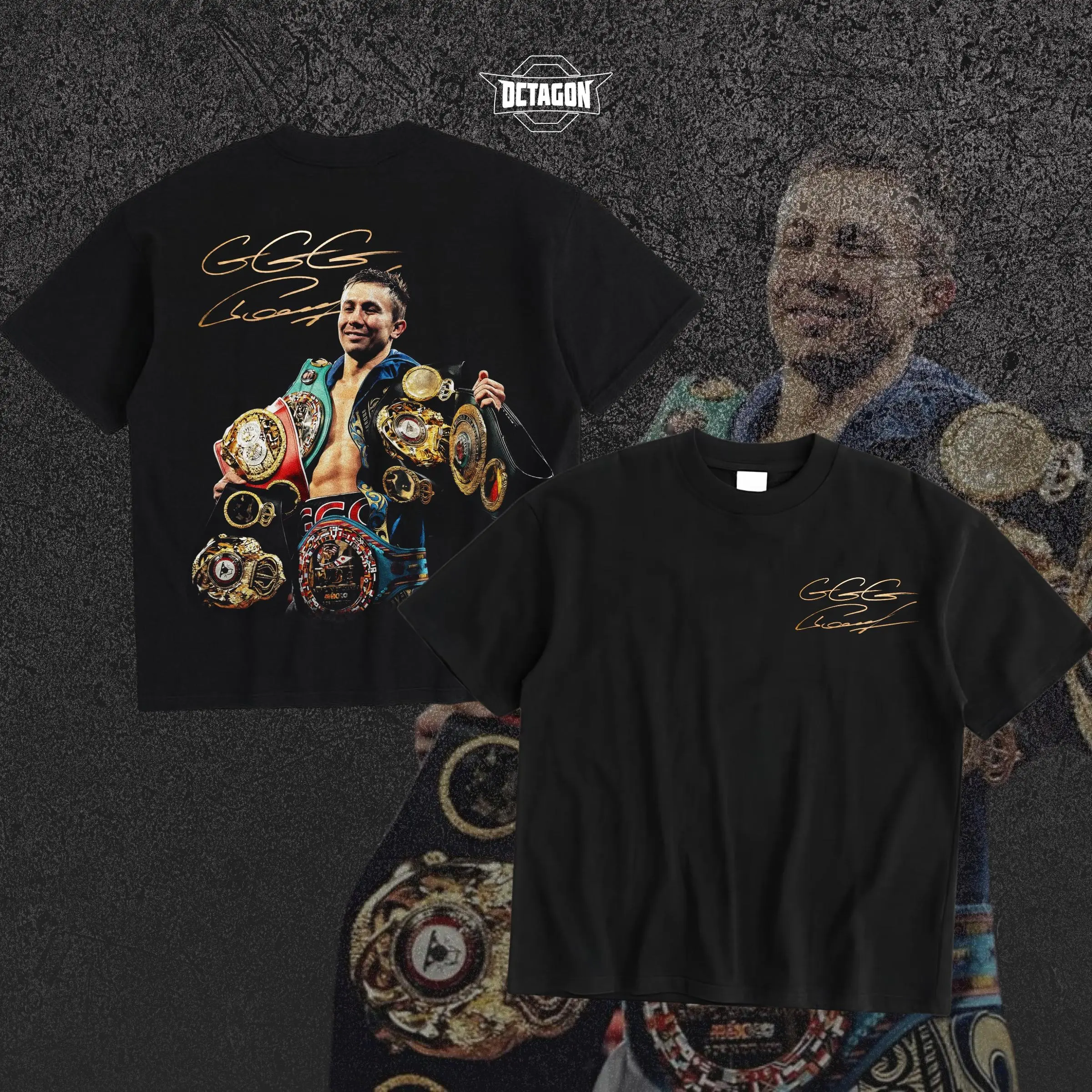 OCTAGON GGG Boxing T-Shirt – Heavy Cotton Double-Sided Print, Breathable DTG Graphic Tee for Fight Fans, Unisex Triple G Classic Fit
