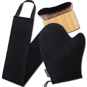 3 in 1 Self Tanning Mitts Self Tanner Applicator Kit with Tanning Glove, Back Tanning Applicator and Kabuki Body Brush for Self Tanner