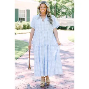 Straight Shot Dress, Baby Blue Gingham