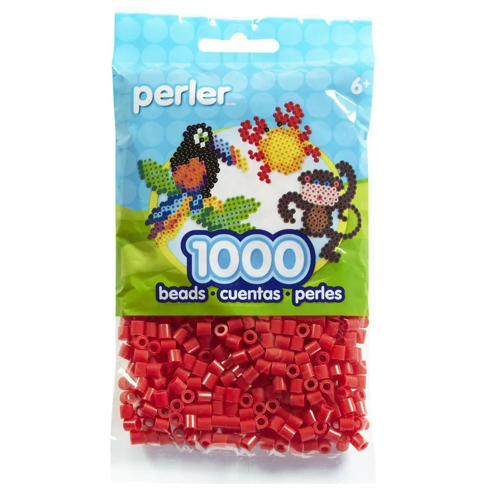 Perler Fuse Beads Bulk Buy 3,000 Count Red — 3 Packs of 1,000 Non-Toxic LDPE Plastic Craft Beads for Pegboard Pixel Art, Ages 6+