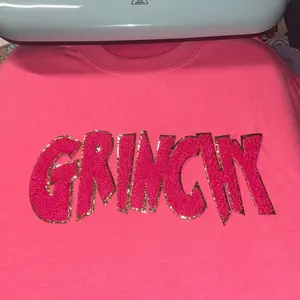 Grinchy chenille patch hot pink