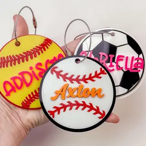 Custom Sports Bag Tags - Baseball, Softball & Soccer Designs - Ideal for Personalizing Your Bag