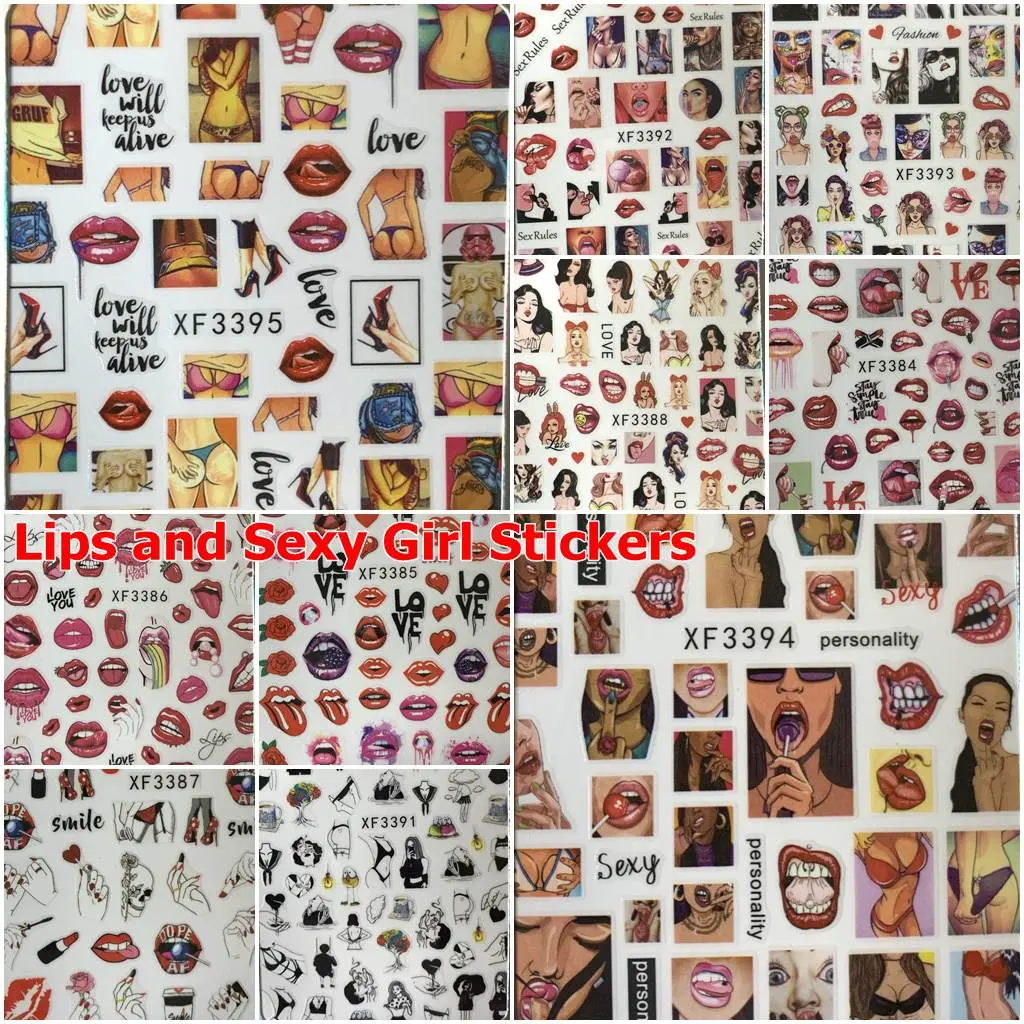 Nail Art Stickers, Lips and Girl-Themed Designs for Nail Decoration