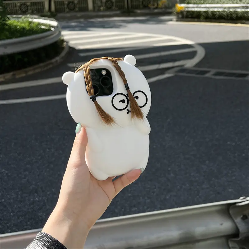 Silicone Bear Earphone Cover for iPhone 12-17 Pro Max, DIY Gift Idea, Compatible with Multiple Models, Durable & Stylish Design