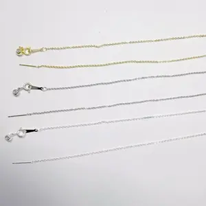 【N002 】0.8mm Gold Necklace for Women, 18K Gold Plated  Silver Chain, Adjustable Gold Necklace Chain for women cross chain