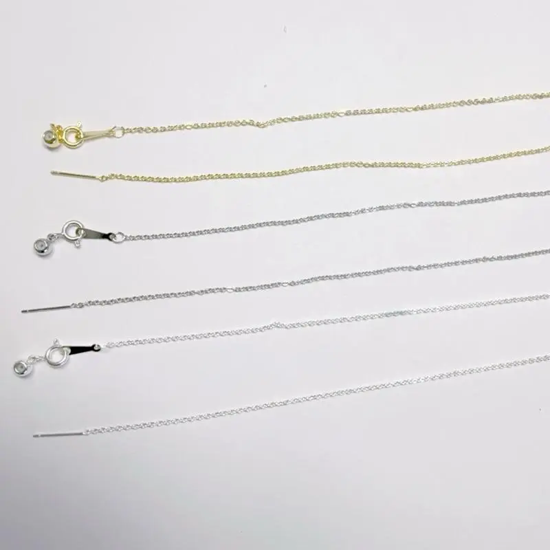 【N002 】0.8mm Gold Necklace for Women, 18K Gold Plated  Silver Chain, Adjustable Gold Necklace Chain for women cross chain
