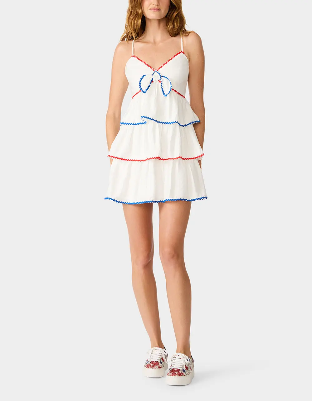 RED WHITE & TWIRL DRESS