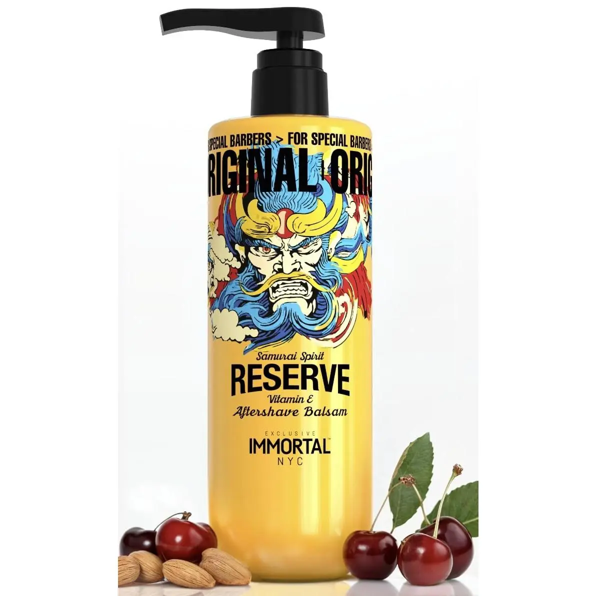 Immortal NYC Reserve Samurai Spirit Men's Aftershave Balm with Vitamin E, Soothing & Moisturizing Liquid for Sensitive Skin, Spicy Floral Lemon Scent - 17 oz Single Bottle, Adults, Smooth Complexion, Eliminates Irritation, Rejuvenate, Softening, 500Ml