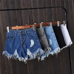 Womens Sexy High Waist Tassel Ripped Jeans Summer Large Size Shorts Pants
