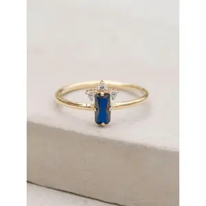 Baguette Crown Ring - Blue
