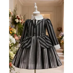 Girl's Wednesday Adams cosplay outfit children's Adams black dress Party costume