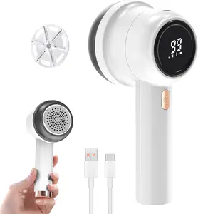 Fabric Shaver Electric Lint Remover 6-Blade with LED Display, Rechargeable Battery, Sweater Defuzzer for Pilling and Lint Removal
