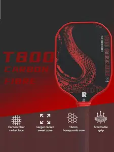 Pickleball T800 Carbon Fiber Hot-Pressed 16mm, Professional Competitive Sports Paddle, Ball Equipment for Traction, High Performance