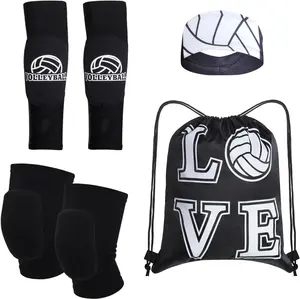 4 count Volleyball Accessories -  Pads, Arm Sleeves, Headband, Drawstring Bag for Women, Girls, Youth, Teens
