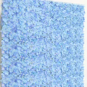Light Blue UV Protected Hydrangea Flower Wall Mat Backdrop - 4 Artificial Panels 11 Sq ft.