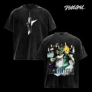 Final Fantasy VII FF7 Merch, Cloud Strife Sephiroth Oversized Graphic Tee, Heavy Cotton Streetwear, Buster Sword T-Shirt, Premium Urban Apparel, JRPG Aesthetic, Loose Fit Top, Shinra Corp Style