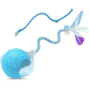 Interactive Smart Motorized Cat Toy Ball -Chirping, 2 Tails & 2 Speeds, USB Rechargeable Motion Activated Self Play Toy for Bored Indoor Cats & Kittens, Hunting Chase Teaser for Exercise & Enrichment