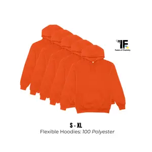 Fusion of Creativity Safety Orange Hoodie - 5 Pack Durable Comfortable Stretchy 100% Polyester Flexible Hoodies Sizes S to XL