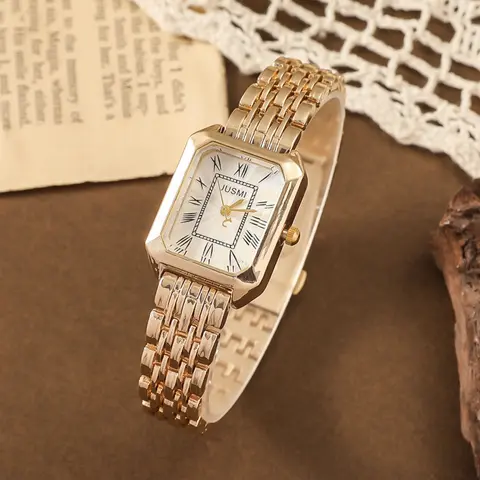 Women's Elegant Rectangle Dial Quartz Watch, Analog Quartz Watch, Modern Trendy Watch, Fashionable Watches, Fashion Watch for Party, Daily Clothing Decor, Trendy All-match & Exquisite Watch for Birthday Gift without Box