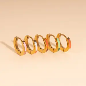 Split Color Huggie Hoop Earrings Split Color Huggie Hoop Earrings