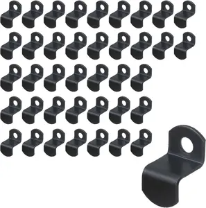 40Pcs 1/2" Depth Flat Offset Canvas Clips Black Metal Photo Frame Clips with Screws Z Shape Mirror Clamps Heavy Duty Offset Mirror Clips for Picture Framing Mewutal