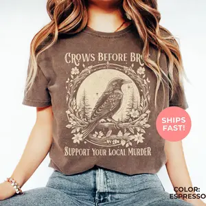 Funny Crows Before Bros Shirt, Dark Academia Shirt, Comfort Colors Vintage Raven Graphic T-Shirt, Feminist Shirt, Trendy Tee
