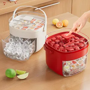 Manual Ice Maker Double-layer Pressure Ice Cube Mold Food Grade Plastic Refrigerator Tray Makes 48 Cubes Easy to Use Durable Kitchen Tool for Cold Drinks Gatherings Outdoor Camping