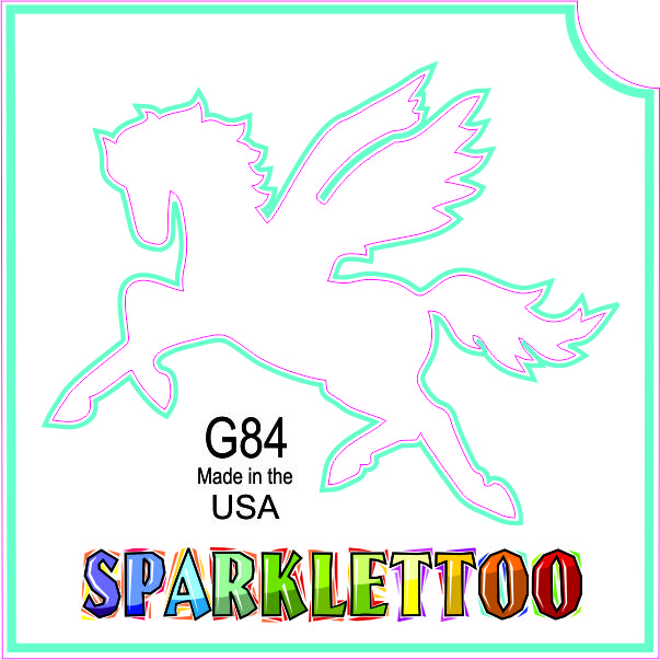 212 MAIN Ruby Red 3-Ply Paper Pegasus Design Glitter Tattoo Stencil, G84, Pack of 100