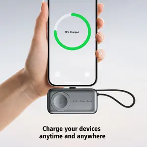 5000mAh 3-in-1 Portable Charger with Cables - Compact Power Bank for iPhone/Android/Smartwatch/AirPods, Fast Triple Charging, Travel-Ready Design, Multi Charger Power Bank, Rechargeable Battery Packs