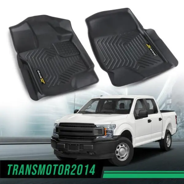 CROSSDESIGN TPE Waterproof Floor Mat - Auto Interior Accessories, Cars Accessories, All-Weather Truck , Custom Fit for 2015-2024 Ford F-150 Super Crew Cab, Deep Groove Design Protects Floors