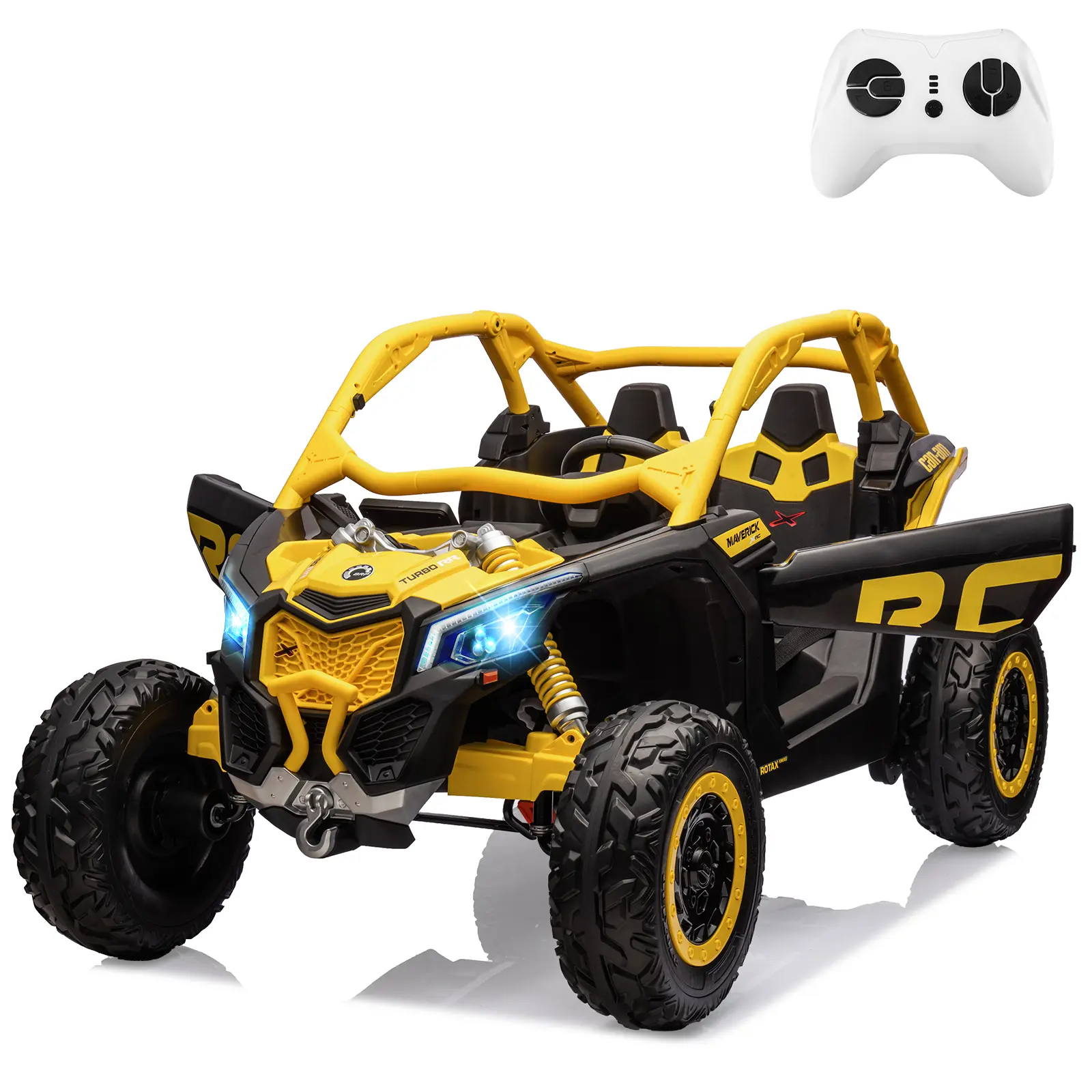 CAN-AM Licensed 2-Seater 4-Wheel Design Electric Ride-On UTV, Kids' Ride on Car - Yellow, Four Wheel Design