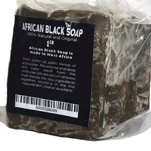 African Black Soap 1lb - 100% Natural and Original from West Africa Made with Palm Oil, Shea butter and Kernel Oil for Rich Color and Skin Cleansing