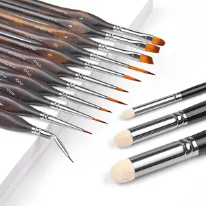 Fuumuui 14pcs Professional Nylon Detail Paint Brushes Student Painting Supplies Painting Set