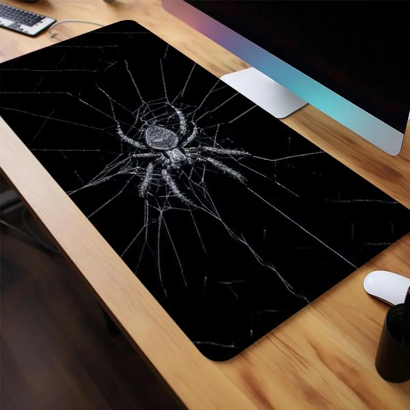 Spider Web Pattern Mouse Pad, Rectangle Gaming Mouse Pad, Non-Slip Rubber Base Stitched Edge Mouse Pad for Home Office Game Room, Desktop Accessory