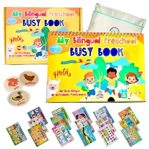 Little Charlie Lu Busy Book for Toddlers 3 and Up – Preschool Learning Activities Bilingual Book in Spanish and English with 32 Activities – Educational Toddler Activity Book with 8 Color Markers
