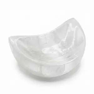 Selenite Half Moon Bowl for Crystal Cleansing, Protection &amp; Altar Use