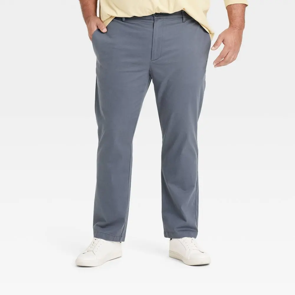 Men's Comfort Wear Slim Fit Chino Pants - Goodfellow & Co Gray 30x30: Cotton Modal Blend Mid Rise Twill