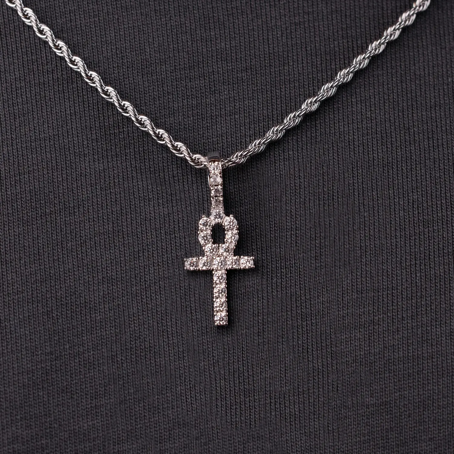 GLD Micro Ankh Cross in White Gold  - Perfect Gift- (Chain Not Included)