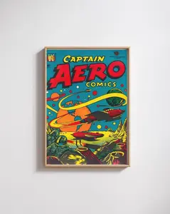 Captain Aero Retro Poster – Classic Space Comic Cover Wall Decor