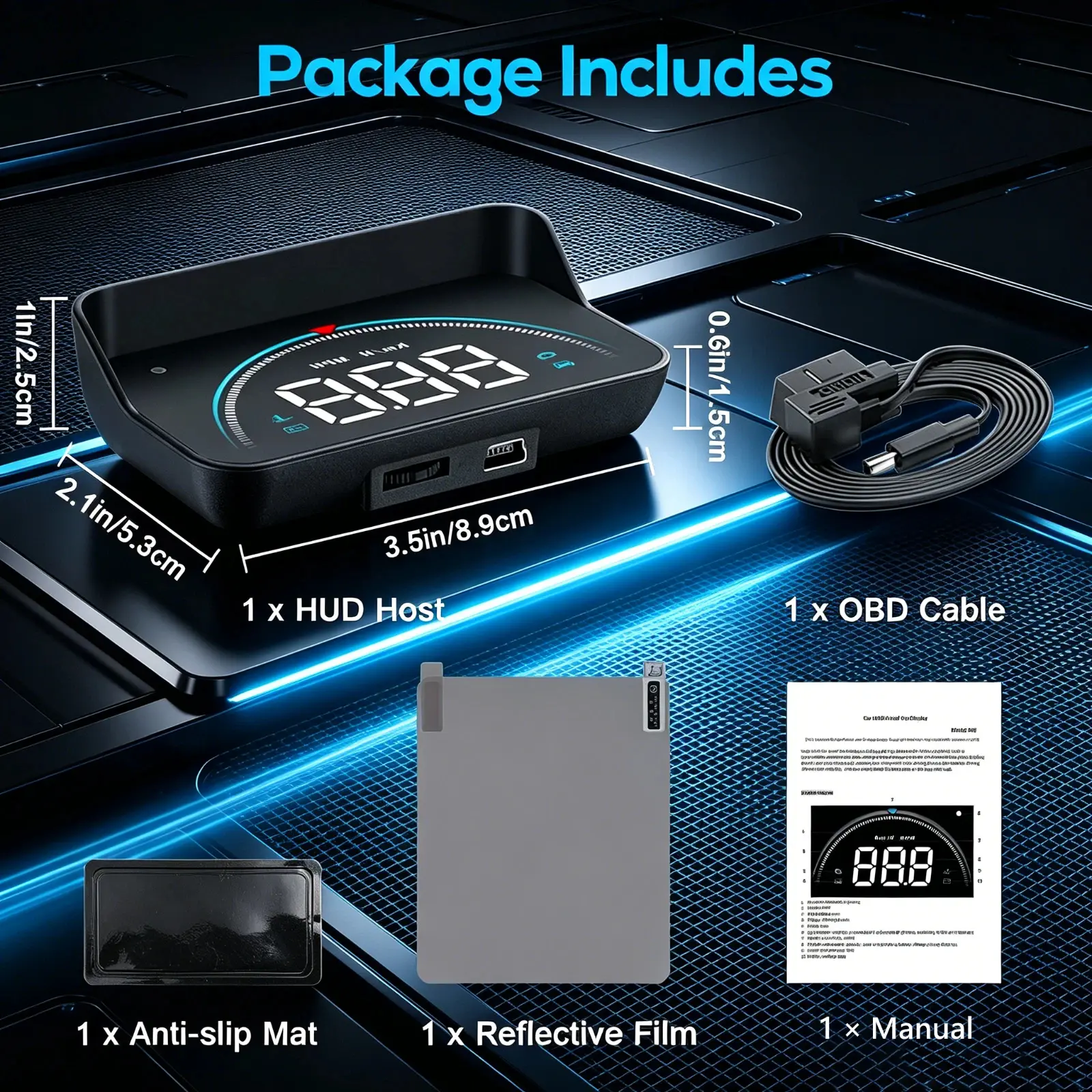 3.5-inch GPS OBD Head Up Display Computer Accessory, HHD-3.5 Model with MPH/KM/H Speedometer, RPM Reading, and Speed Alert Projection Function, Computer Accessories