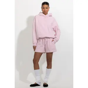The Soft Peach Fleece Sweat Shorts - Cupid Pink