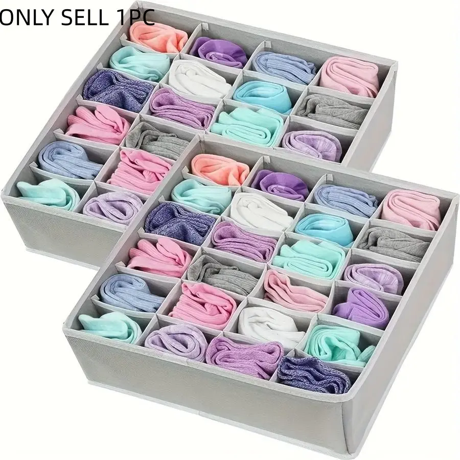 Foldable Home Closet Organizer, Clothes Storage Organiser, Collapsible Storage Organizer, Clothing Organization, 24-Grid Folding Storage Box for Underwear, Socks, Bras, Panties, Bedroom Organization, Family Storage Solution