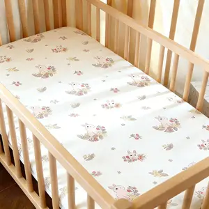 Baby Printed Fitted Sheet Breathable Washable Diaper Pad Bed Cover, High Elasticity Full Wrap Non-Slip, All-Season Infant Crib Protector, Fitted Crib Sheets