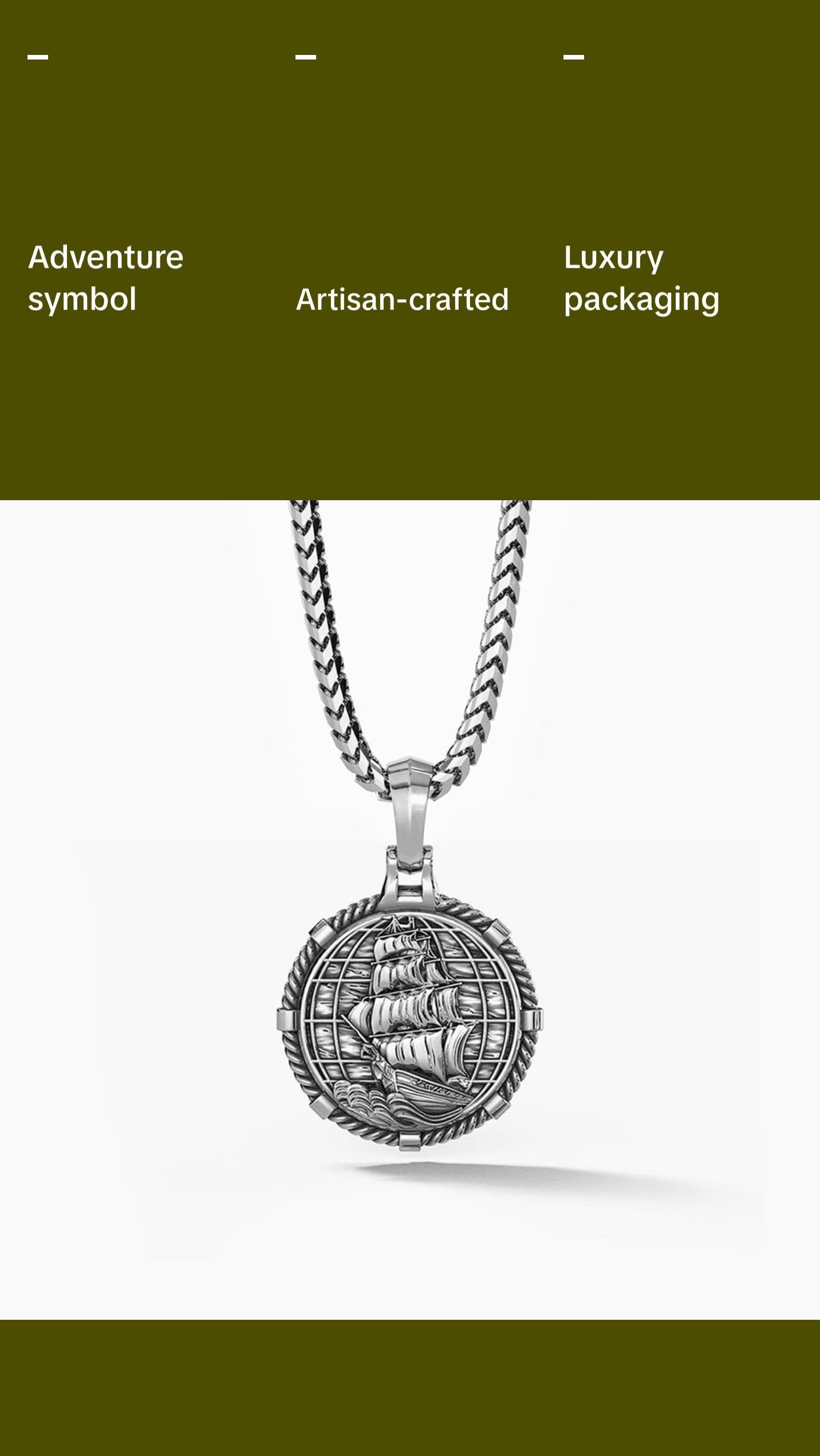 Voyager, Silver Compass Pendant