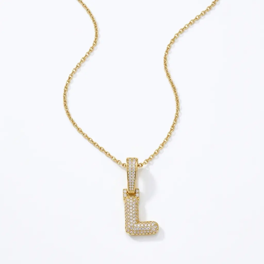 Moissanite Initial Letter Necklace, Capital Alphabet Pendant with Sparkling Stones, 14K Gold or White Gold Plated, Iced Out Letter Jewelry, Personalized Name Gift for Her